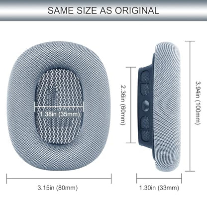 GEVO Upgraded Ear Cushions Replacement Earpads for AirPods Max 1 & 2 Headphones, Mesh Fabric Ear Pads Ear Covers Cups with Memory Foam and Magnet for AirPods Max 1 & 2 (Light Blue) - color: Light Blue