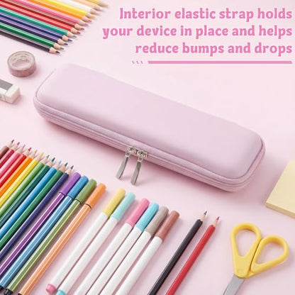 Mudder Pink Hard Shell Slim Pencil Case Small Pen Bag - color: Pink