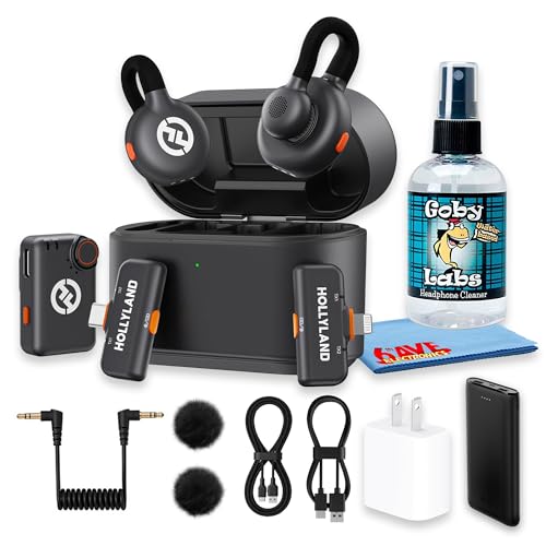 Hollyland Lark M2S Ultimate Combo Wireless Microphone for Camera, Lightning and USB-C, Dual Lavalier Mics, 2-Person Recording, 1000 ft, Space Gray (Bundle) - style: Ultimate Combo