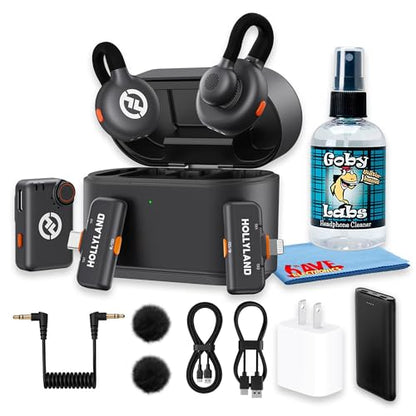 Hollyland Lark M2S Ultimate Combo Wireless Microphone for Camera, Lightning and USB-C, Dual Lavalier Mics, 2-Person Recording, 1000 ft, Space Gray (Bundle) - style: Ultimate Combo