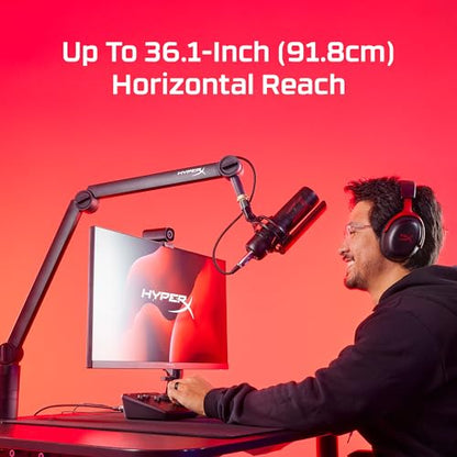 HyperX Caster Microphone and Camera Arm Tool-Less Adjustment, Broad Compatibility, Cable Management, Sturdy, Black