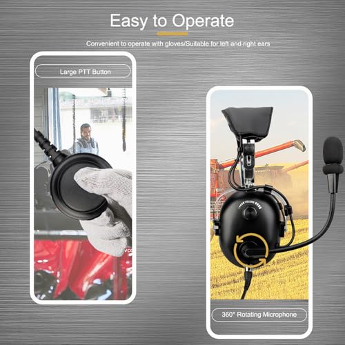 Retevis Noise Reduction Radio Headset with Mic,Racing Headset,1 Pack | Elastic Metal Bracket,for RT21 RT68 RT86 RT22,Compatible with Baofeng UV-5R/5RM, Pxton Radio,2 Way Headset Communication