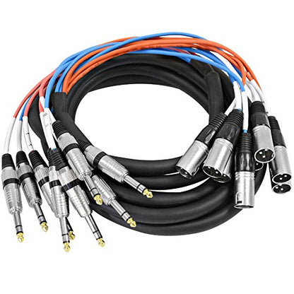 Seismic Audio - SAXT-8x15M - 8 Channel 15' XLR Male to 1/4" TRS Snake Cable - size: 15 Foot - 8 Channel