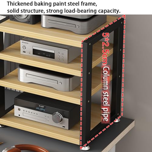 Multi-Functional Stereo Shelf Home Office Desktop Amplifier Cabinet Audio Rack AV Media Player Stand with Wooden Storage Shelves and Steel Frame(B-3 Tier-40x35x35.5cm) - color: B, size: 3 Tier