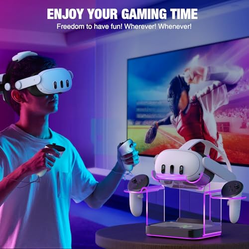 Kickdot Charging Dock for VR 3S/3/2 Headset with LED Indicator, VR 3 Headset Accessories Incl. Fast Charging Station, VR 3S Charger Adapter, 4x1100mAh Rechargeable Batteries