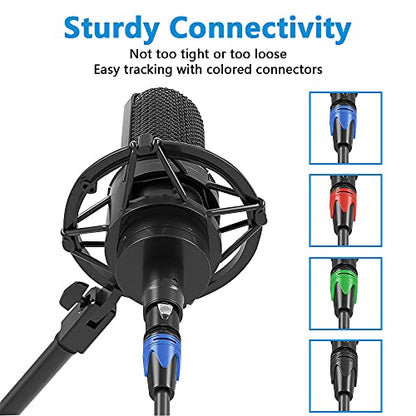 XLR Cables for Microphone, XLR Male to Female Mic Cord 10ft 4 Pack | Balanced Gold-Plated 3-Pin Microphone Cable, OFC, Professional XLR Cord - size: 10ft-4p