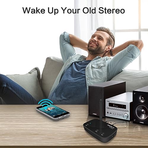 SIMOLIO aptX Low Latency & HD Bluetooth Transmitter for TV, Long Range Bluetooth Audio Adapter for 2 Wireless Headphones, Bypass to Soundbar, HiFi Bluetooth Receiver for Home Stereo, Wired Speaker