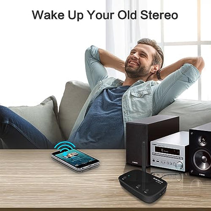 SIMOLIO aptX Low Latency & HD Bluetooth Transmitter for TV, Long Range Bluetooth Audio Adapter for 2 Wireless Headphones, Bypass to Soundbar, HiFi Bluetooth Receiver for Home Stereo, Wired Speaker