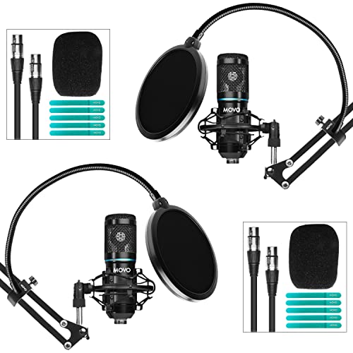 Movo PodPak2A 2-Pack Universal Cardioid Condenser Microphone Kit with Articulating Scissor Arm Mic Stand, Shock Mount, and Gooseneck Pop Filter - Podcast Equipment Set for YouTube, Podcast, Streaming - style: 2 Pack