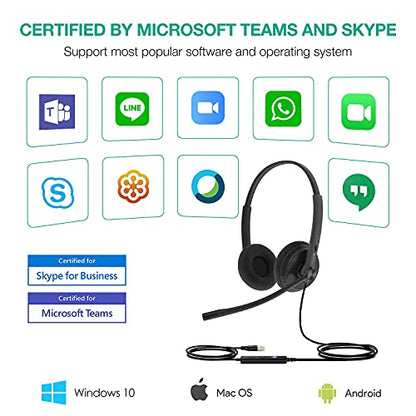 Yealink UH34 USB Headset with Mic,Stereo Wired Headphones with Noise Cancelling Microphone,Professional Work Headset VoIP Phone PC Computer Call Center Office(Ultra Light) (Pack of 2) - size: Stereo (Pack of 2)