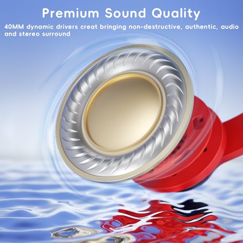 Candy Bila Wired Kids Headphones for School, Over-Ear for Boys Girls | Volume Limiter 85/94dB, HD Stereo Sound, Microphone and Wired Control,Foldable Design, Gradient red to dark blue - color: Gradient Red to Dark Blue