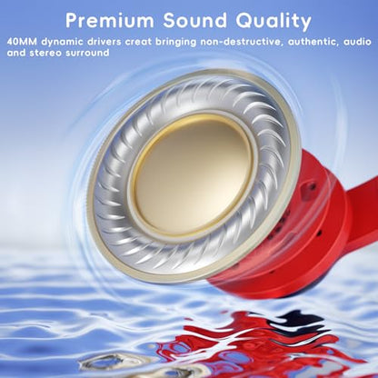 Candy Bila Wired Kids Headphones for School, Over-Ear for Boys Girls | Volume Limiter 85/94dB, HD Stereo Sound, Microphone and Wired Control,Foldable Design, Gradient red to dark blue - color: Gradient Red to Dark Blue