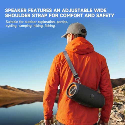TAZATA Outdoor Bluetooth Speakers, 90W Portable Bluetooth Speaker with Bass | 95dB Large Subwoofer, IPX7 Waterproof, BT 5.3,20H / 6EQ / USB-C / Audio AUX / USB, Wireless Speaker for Party Beach Pool - color: MINI-black