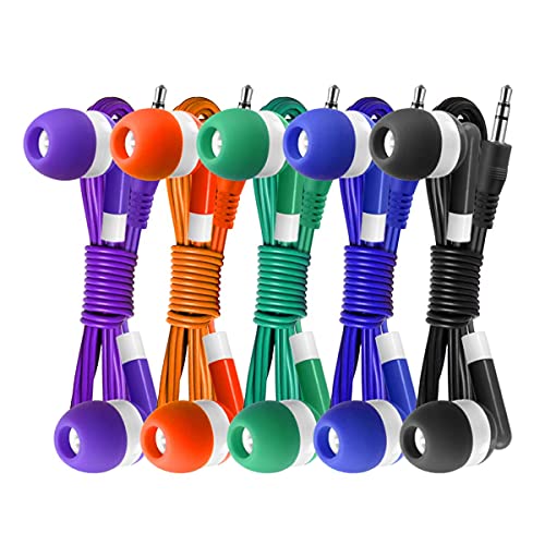 Keewonda Bulk Earbuds 50 Pack for Classroom Wholesale Earbuds Headphones Wired Stereo Earphones Multi Color for Kids Toddlers Teen at School Library Room Homeschool Online Teaching - color: 50 pack Multi