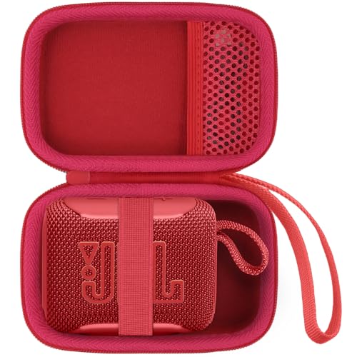 for JBL Go 5/4/3 Ultra Portable Speaker Hard Travel Case, Red | Protective Storage Bag with Mesh Pocket & Hand Strap, Shockproof EVA Carrying Box, Soft Lining - color: Red Case