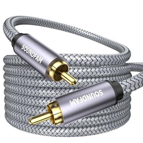 Subwoofer Cable 26ft/8M,RCA to RCA Audio Cable 24K Gold Plated Plug Double Shielded Digital Analog Support Amplifier, Home Theater, Hi-Fi System, Subwoofer（1-Pack） - size: 26ft/8M, style: RCA to RCA(1-Pack)