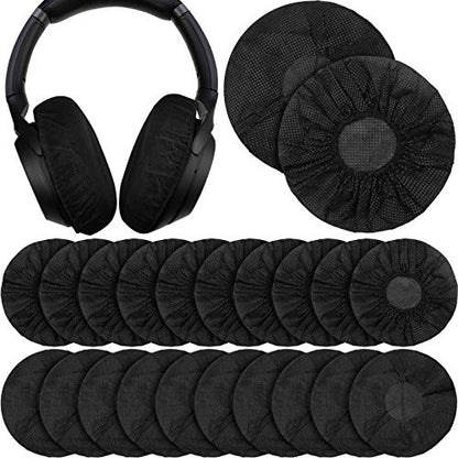 BBTO 300 Pieces Disposable Headphone Covers Non Woven Sanitary Fabric Headset Earphone Covers for Ear Pad Headphones(L-11 cm,Black) - color: Black, size: L-11 cm
