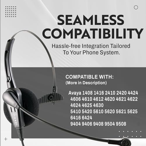 INNOTALK Phone Headset Compatible with Avaya 1408 1416 2410 2420 4424 4606 4610 4612 4620, Economic Noise Cancel Call Center Phone Headset with HIC Quick Disconnect Cord - size: Classic Monaural
