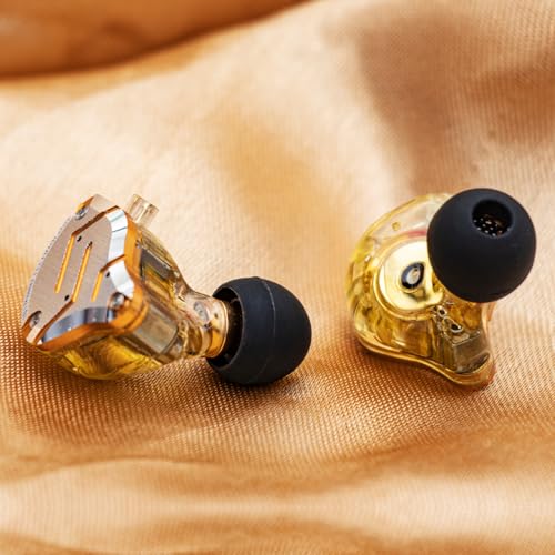 Linsoul KZ ZS10 Pro, 4BA+1DD 5 Driver in Ear Monitor, HiFi Wired Earbuds, Gaming Earbuds, Hybrid IEM Earphones with Stainless Steel Faceplate, Detachable Cable for Musician(with Mic, Glare Yellow) - color: Glare Yellow, style: With Mic