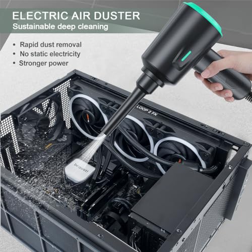 Air Duster - Electric Air Blower - 5.74oz High Power Cleaning for Computer - PC - 2 Gear Compressed Air - color: Green