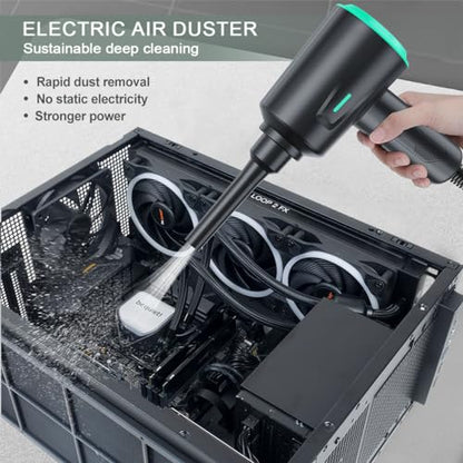 Air Duster - Electric Air Blower - 5.74oz High Power Cleaning for Computer - PC - 2 Gear Compressed Air - color: Green