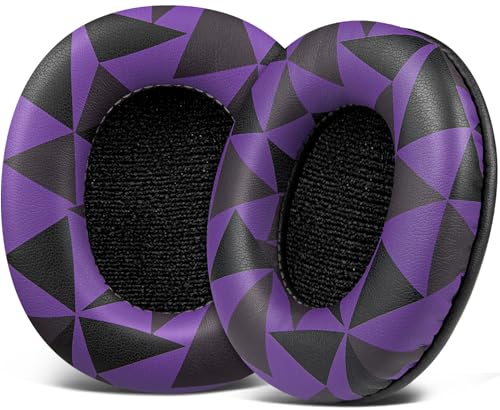 SOULWIT Replacement Earpads for Sony MDR-7506 MDR-V6 MDR-V7 MDR-CD900ST Monitor Headphones, Ear Pads Cushions with Softer Protein Leather, High-Density Foam - Purple Black - color: Purple Black