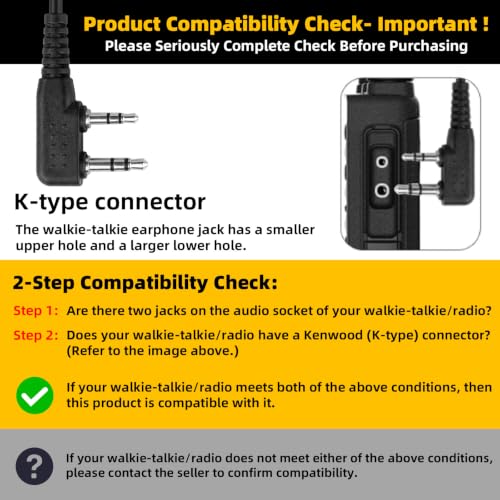 BAOFENG Walkie Talkies Earpiece with Mic,Comfortable Acoustic Tube(2 Pack) | 3.5mm Jack K-type interface Radio Earpiece,2-Pin Headset with Mic,Compatible with BF-888S,RT22,UV-5R Two Way Radio