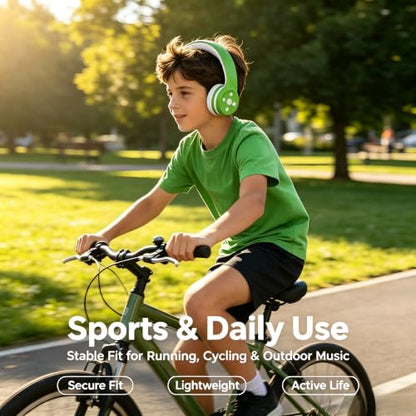 Toddler Headphones Wireless, Bluetooth Kid Headphones for Boys Girls,5 Button Easy use with Sharing Port, Built in Mic for Laptop Phones Computer (bs690 Green) - color: Green new