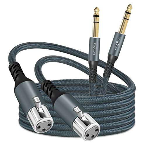 Twozoh XLR Female to 1/4 TRS Cable 3.3FT 2 Pack, Braided 6.35mm Stereo Jack Balanced to 3pin XLR Microphone Cable - color: 1/4 to XLR Female 2-Pack, size: 3.3FT