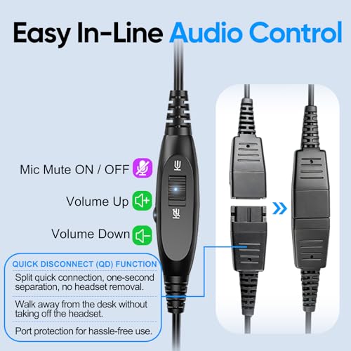 Telephone Headset with Microphone Noise Canceling for Cisco Landline Phone, Call Center Office Deskphone Headset with Phone Jack RJ9 for Cisco 6941 7841 7942 7960 7961 7962 7965 8845 8945