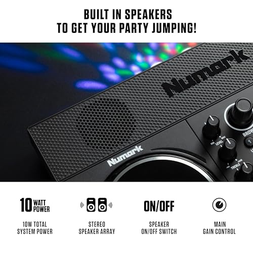 Numark Party Mix Live DJ Controller with Built-in Lights and Speakers | 2-Decks, 2 Filter FX Knobs, DJ Mixer, Touch-Capacitive Wheels, Integrated Audio Interface, and Serato DJ Lite - style: PARTYMIX LIVE