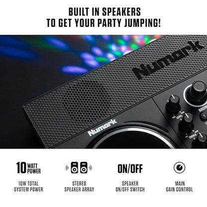 Numark Party Mix Live DJ Controller with Built-in Lights and Speakers | 2-Decks, 2 Filter FX Knobs, DJ Mixer, Touch-Capacitive Wheels, Integrated Audio Interface, and Serato DJ Lite - style: PARTYMIX LIVE