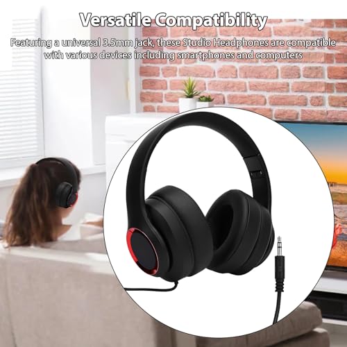 Over Ear Headphones, Foldable and Portable, with Memory Foam earcups, 3.5mm Headphone Jack, and deep bass,Suitable for Mobile Phones, Computers