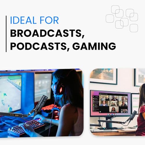 Low-Profile Broadcast Arm w 6" Riser, Supports Mics & Cameras up to 4.4 lbs | 360° Rotatable Adjustable Foldable Microphone Low Arm Desk Mount for Podcast/Streaming/Gaming/Radio Studio by AURAY