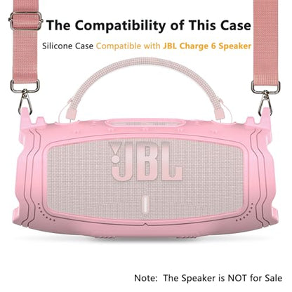 Silicone Cover Case for JBL Charge 6 Portable Bluetooth Speaker - color: Pink