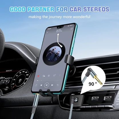 3.5mm Aux Cable Cord,Hi-Fi Sound 90 Degree Nylon Braided 3.5mm Male to Male Stereo Aux Cables Right Angle TRS Cable Portable Compatible for Headphone, car,Tablets, Speakers (3.94FT/1.2M) - size: 3.94FT/1.2M