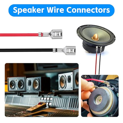 30Pcs Speaker Connectors, 2.8mm, 4.8mm, 6.3mm, Quick Splice | Female Wire with Insulating Sleeves, Crimp Terminal Assortment