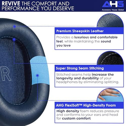AHG Accessory House Global Upgraded Replacement Beoplay h95 Ear Pads Cushions Compatible with Bang & Olufsen Beoplay H95 Headphones (Blue). Sheepskin Leather/High-Density Foam/Strong Magnet - color: Blue