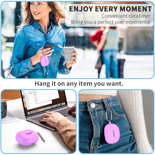 for New Bose Ultra Open Earbuds Case(2024), Purple | Silicone Shockproof Protective Cover for Bose Open Ear Wireless Earbuds Accessories with Carabiner - color: Purple