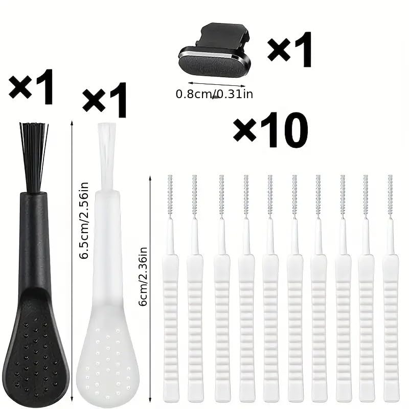 13pcs Cell Phone Cleaning Kit Dual Side Multifunction Tools Anti-Clogging Nylon Brushes & Hook Cleaner for iPhone 17 Pro Max Charging Port, Phone Speaker Mini Cleaning Kits