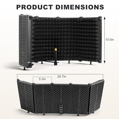 Microphone Stand With Isolation Shield,Recording Studio Equipment | With Foldable Mic Shield With Sound Insulation For Recording Studio, Podcasts,Broadcasting - size: Standard Edition