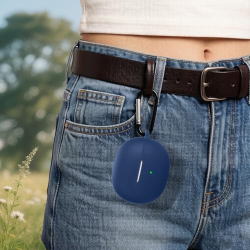 Silicone Protective Case for i121 Earbuds, Compatible with King Lucky Clip-On Open Ear Headphones, Full Cover Shockproof Anti-Scratch Case with Keychain Carabiner, Charging Port Access - color: Blue