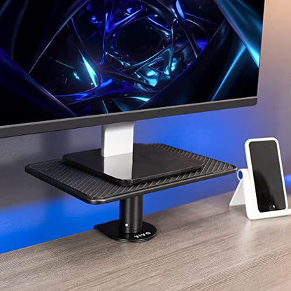 VIVO Clamp-On Universal Height Adjustable Ergonomic Computer Monitor and Laptop Riser, Tabletop Desk Stand, C-Clamp Design, Black, STAND-V000SCB