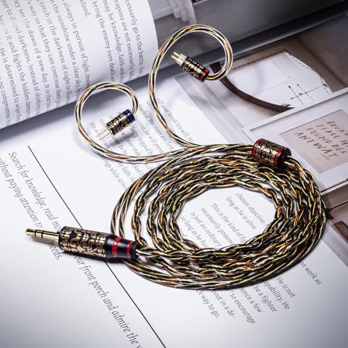 Yongse Embossed Pattern Wukong 3.5mm Plug IEM Earphone Cable, 15Ω Impedance High Purity 6N OCC Upgraded Stereo HiFi Audio Gaming Earbuds Replacement Cable for Audiophile (2pin, 0.78mm)