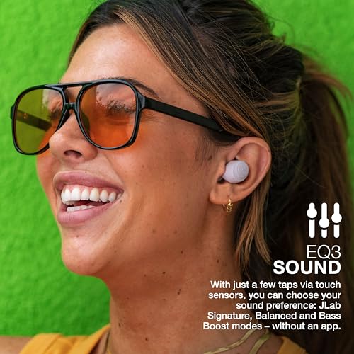 JLab, Go Air Pop, True Wireless Earbuds, Bluetooth 5.1, Dual Connect, IPX4, EQ3 Sound Settings, Lilac | In-Ear Headphones, Bluetooth, Wireless Earbuds, Earbuds with Microphone, USB Charging Box, Dual Connect, EQ3 Sound - color: Lilac