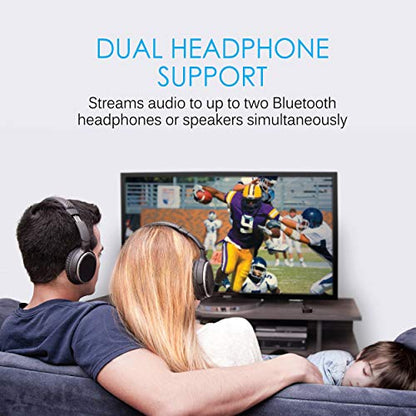 MEE audio Connect Bluetooth Audio Transmitter for up to 2 Wireless Headphones/Speakers, Bluetooth Streamer Adapter with AptX Low Latency for TV/PC/Airplane/Gym with 3.5mm/AUX/RCA/Optical Input - style: TV Transmitter