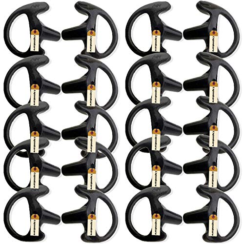 Lsgoodcare Replacement Earmold Earbud (Left and Right Ear) for Two Way Radio Acoustic Coil Tube Earpiece - Open Ear Insert Earmould Earbuds Black, Medium, Soft Silicone Material, 10 Pairs - size: Medium Size-10Pack