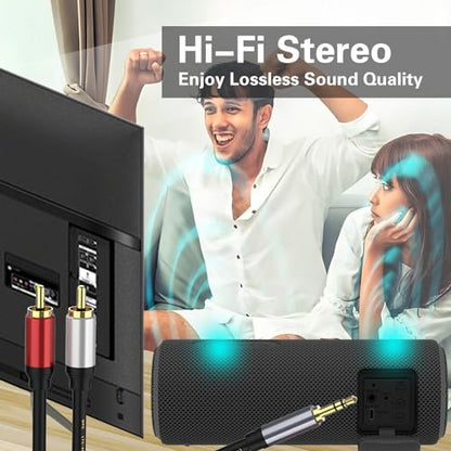 3.5mm to RCA Audio Auxiliary AUX Stereo Y Splitter Cable, 3.5mm to 2-Male RCA Adapter Stereo AUX Cord AV Cable for Smartphones, MP3, Tablets, Speakers, Home Theater, HDTV (1.5M/4.9FT) - size: 1.5M/4.9FT, style: Straight
