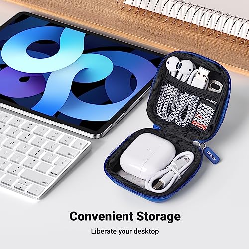 UGREEN Earbud Case, Waterproof Earphone Case Pouch Compatible with AirPods Pro Headphone Case Holder with Stainless Steel Carabiner, for Headphones, Earbuds, SD Memory Card, Camera Chips, Blue - color: Blue