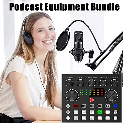 CofeLife Podcast Equipment Bundle, BM800 Podcast Microphone Bundle with V8s Voice Changer, Condenser Microphone Recording Studio Package for Podcasting Live Streaming Singing PC Mobile TikTok YouTube